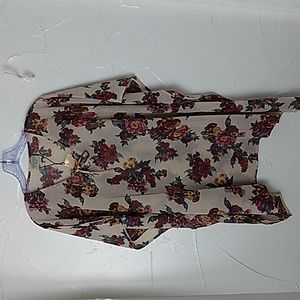 Gold Coast Floral Gauze Poncho Kimono Cover Up Lace Up V-Neckline M/L‎ NWT